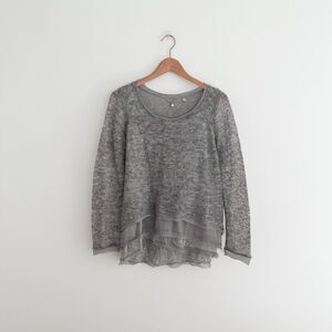Anthropologie Knitted & Knotted Layered Gray Sweater Alpaca Wool Blend